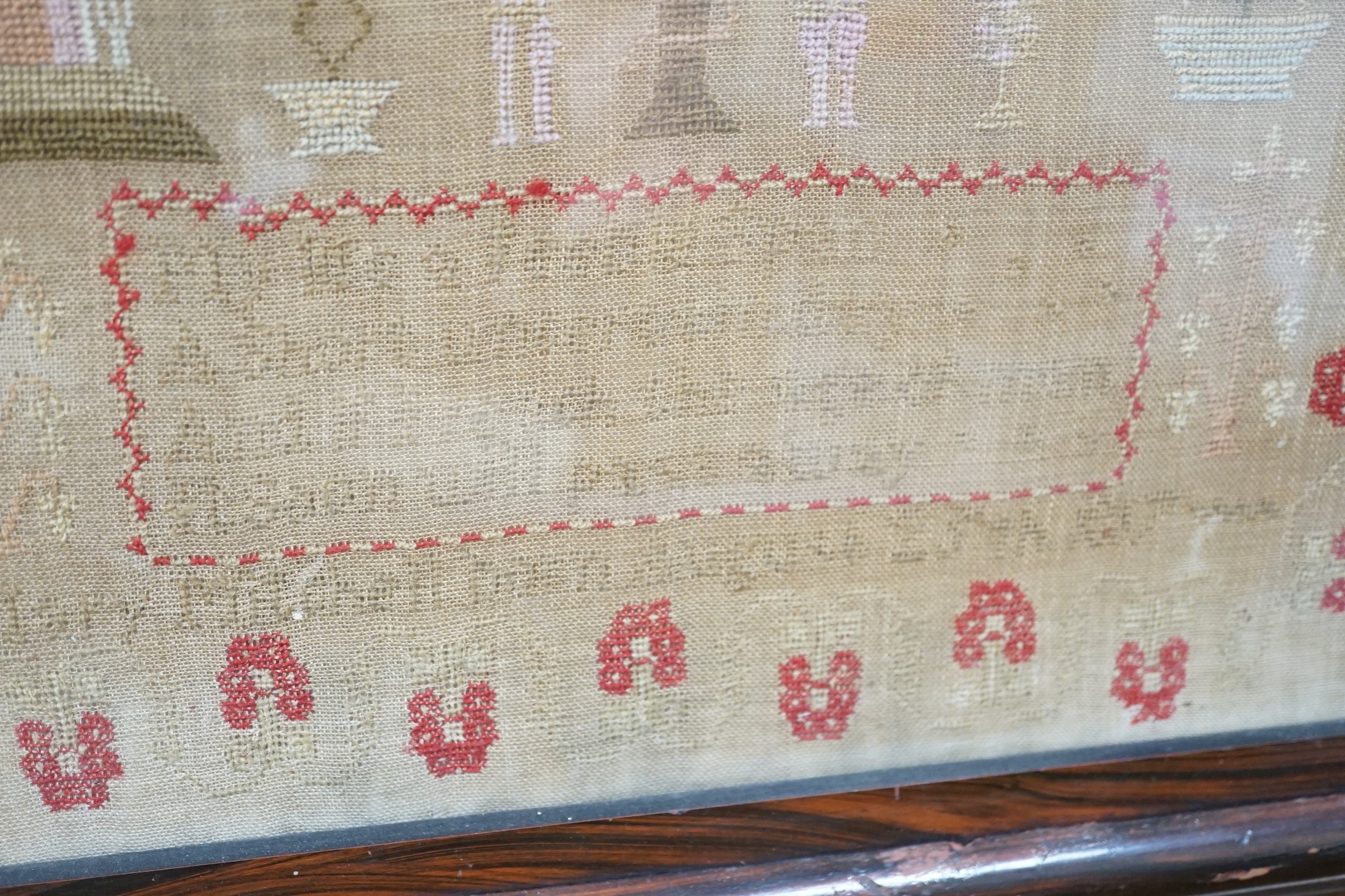 A large framed sampler, 1817, 57 x 56cm including frame